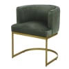 Fauteuil en velours kaki et pied en métal